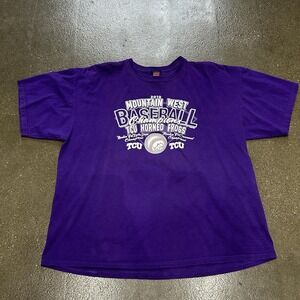 TCU Horned Frogs Shirt Mens 2XL Purple College Baseball Mountain West Champs